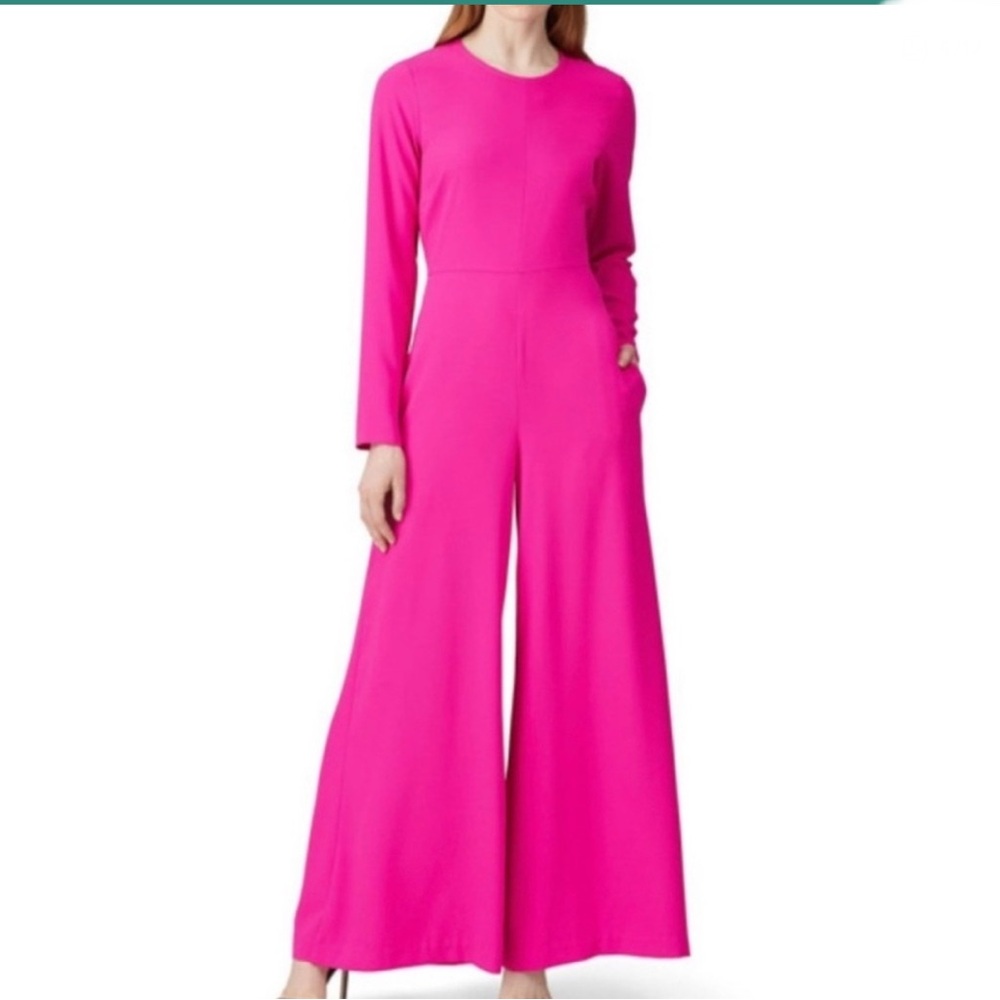 Adam Lippes Hot Pink Long-Sleeve Wide-Leg Jumpsuit - Picture 2 of 16